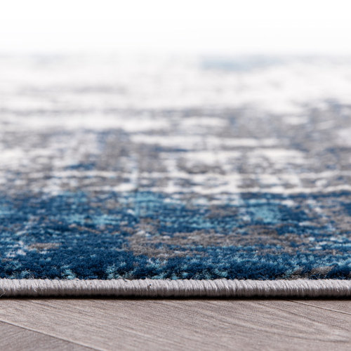 17 Stories Pownal Abstract Performance Blue/Ivory/Gray Rug & Reviews